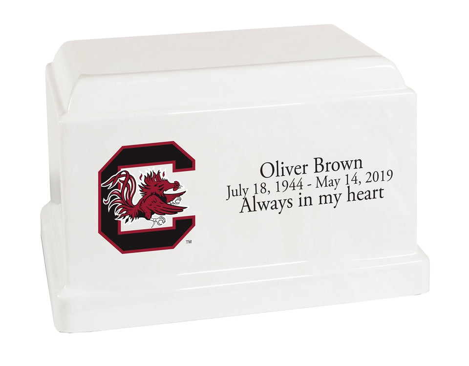 University of South Carolina Gamecocks College Cremation Urn - White