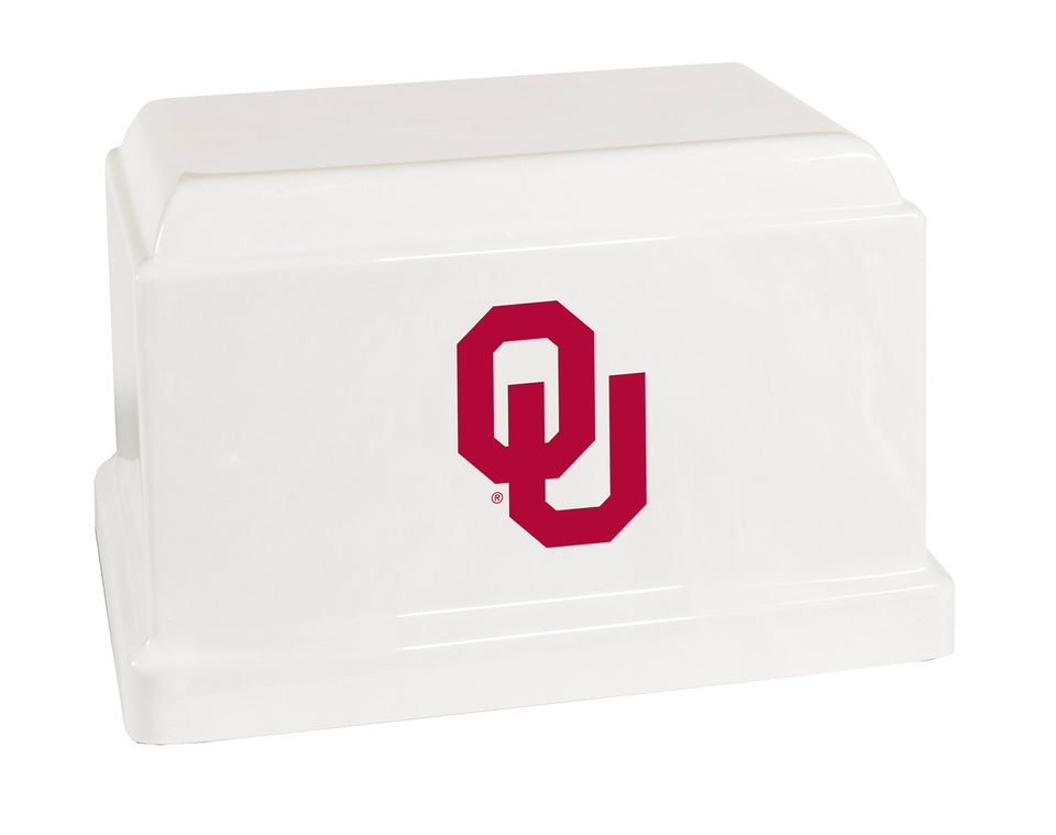Oklahoma Sooners White Cremation Urn