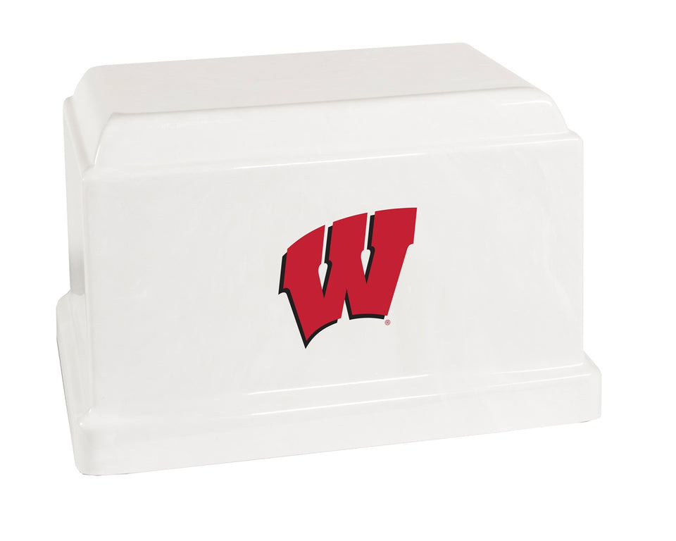 University of Wisconsin Badgers College Cremation Urn- White