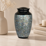 Mosaic Mother Of Pearl Black Cremation Urn