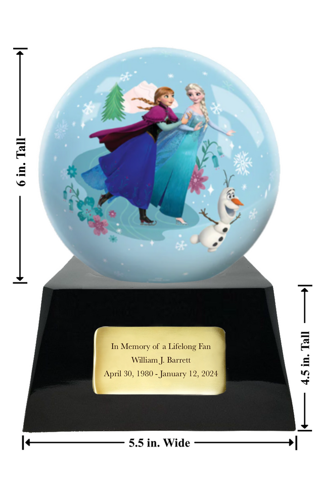 Disney's Frozen/ Elsa and Friends Memorial Fan Urn Base with Add-On Decorative Sphere - Infant/Child-Sized Urn (Small)