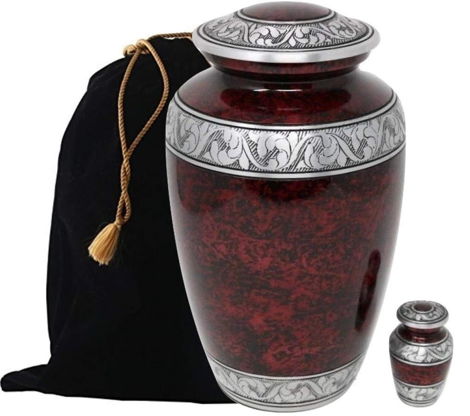 Forest Red Cremation Urn and Keepsake set