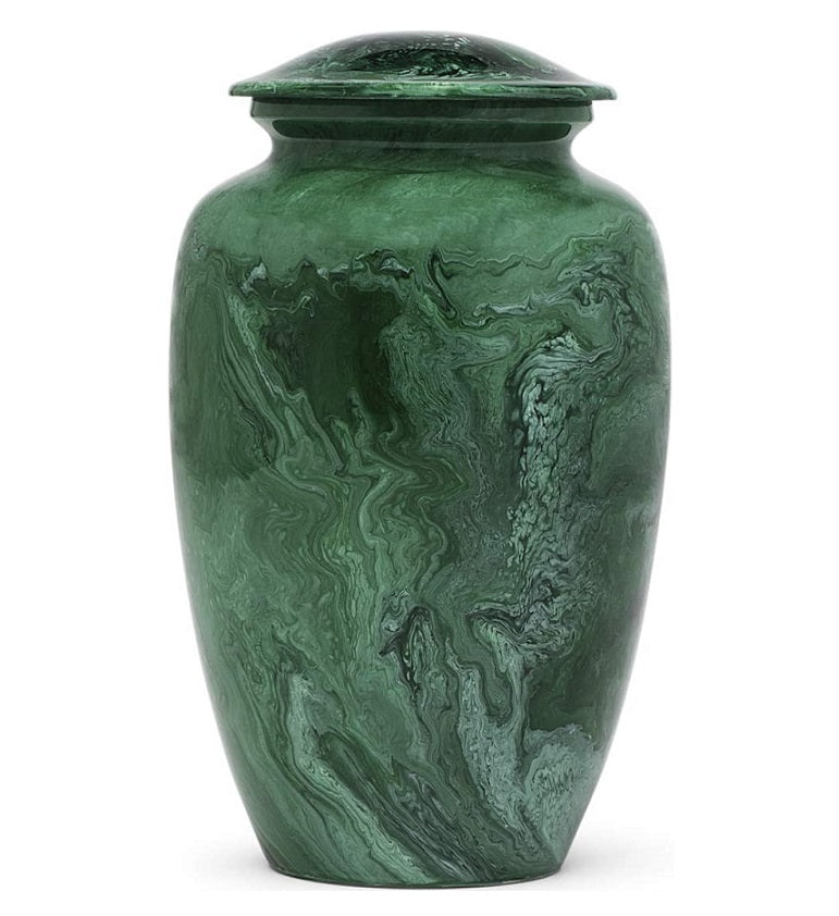 Marbled Hunter Green Alloy Cremation Urn