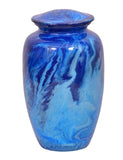 Marbled Azure Blue Alloy Cremation Urn