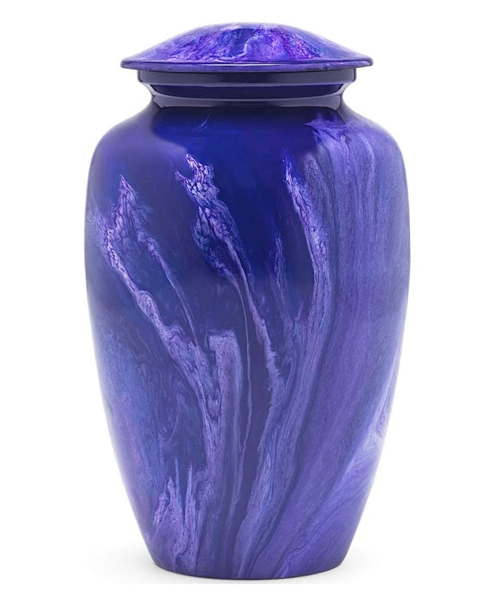 Marbled Royal Indigo Alloy Cremation Urn