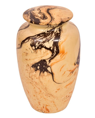 Beige Marbled Alloy Cremation Urn