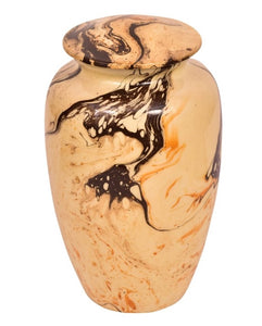 Beige Marbled Alloy Cremation Urn