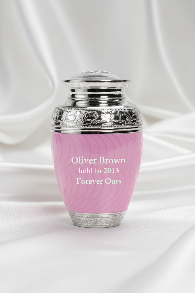 Classic Baby Pink Brass Cremation Urn Collection
