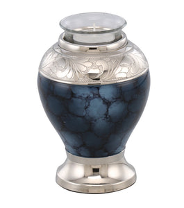 Classic Iris Urn for Ashes in Blue & Silver