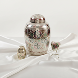 Silver Etched Colorful Floret Cremation Urn Collection