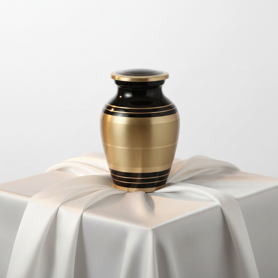 Classic Gold & Black Banded Cremation Urn Collection