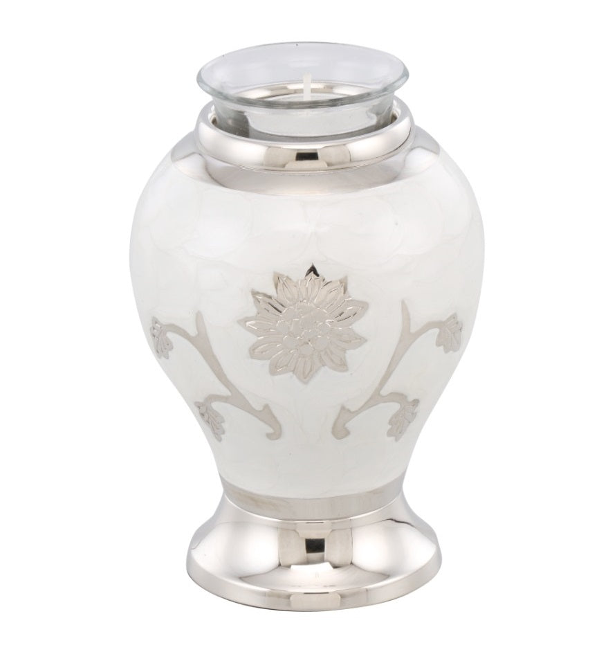 Sunflower White Brass Cremation Urn