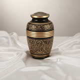 Elegant Aura Black & Gold Cremation Urn - Adult Brass & Metal Urn for Ashes