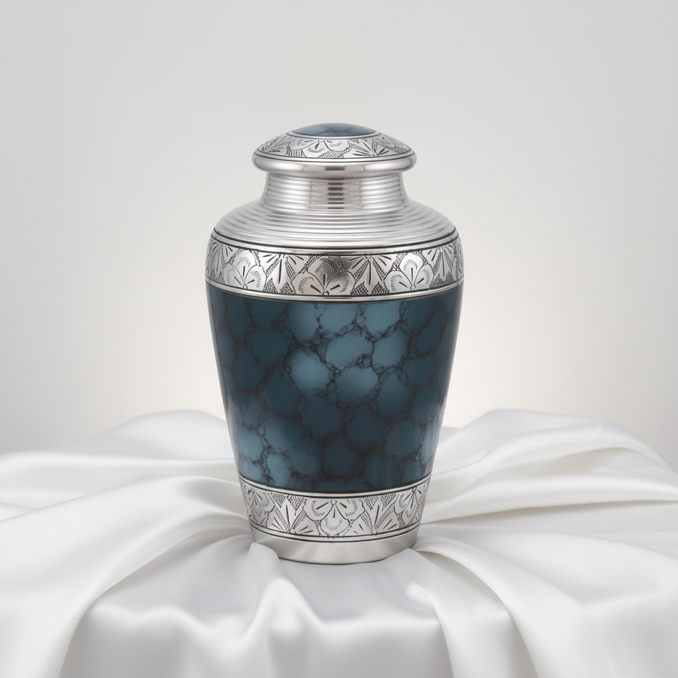 Classic Cloud Blue Cremation Urn