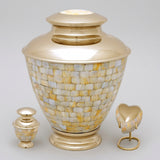 Elegant Gold Mother Of Pearl Cremation Urn