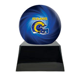 Football Cremation Urn with Optional Los Angeles Rams Ball Decor and Custom Metal Plaque