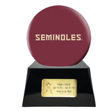 LIMITED REMAINING STOCK- Football Cremation Urn with Optional Florida State Seminoles Ball Decor and Custom Metal Plaque