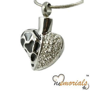 Enamel and Diamond Heart Cremation Pendant
