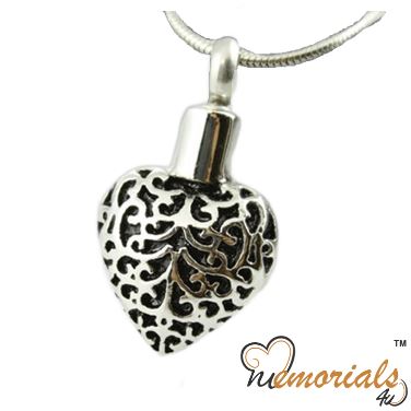 Black Artistic Heart Cremation Pendant Jewelry