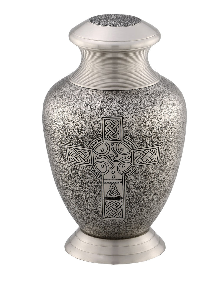 Slate Celtic Religious Cremation Urn - Pewter