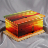 Handcrafted Wrapped Sail Boat Wooden-Trim Cremation Urn