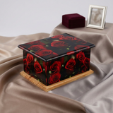 Handcrafted Wrapped Rose Garden Wooden-Trim Cremation Urn