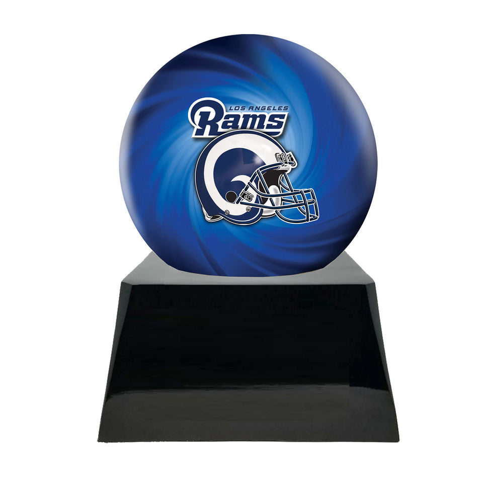 Football Cremation Urn with Optional Los Angeles Rams Ball Decor and Custom Metal Plaque