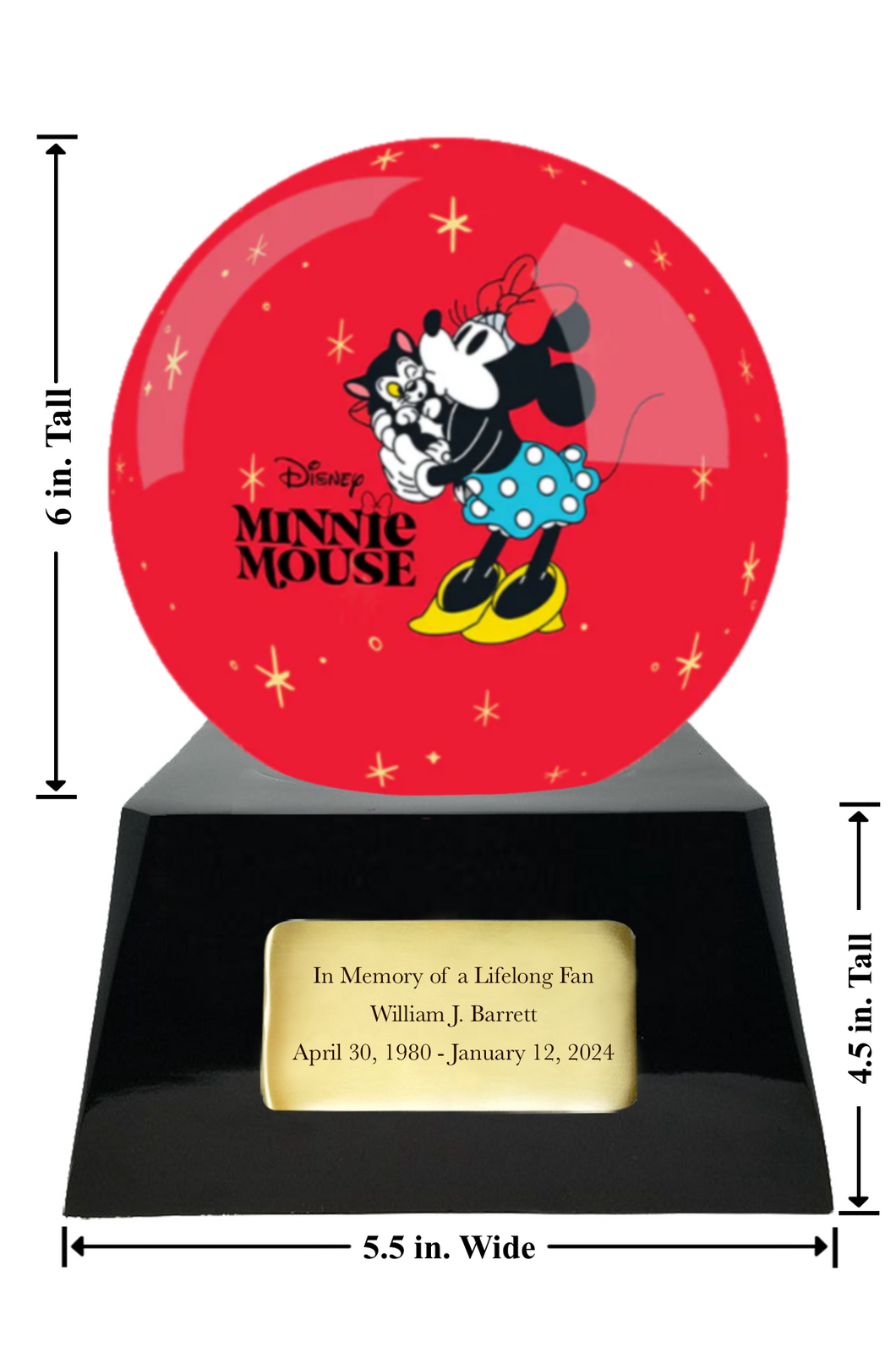 Disney's Minnie Mouse Memorial Fan Urn Base with Add-On Decorative Sph ...