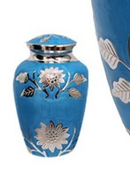 Sunflower Blue Brass Cremation Urn