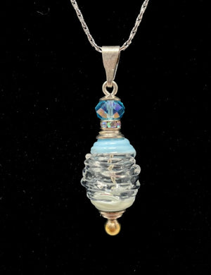 Gentle Path Sterling Silver & Blown Glass Cremation Pendant