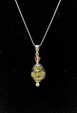 Peaceful Meadow Sterling Silver & Blown Glass Cremation Pendant