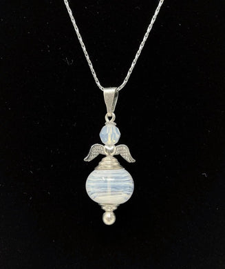 Heavenly Angel Sterling Silver & Blown Glass Cremation Pendant