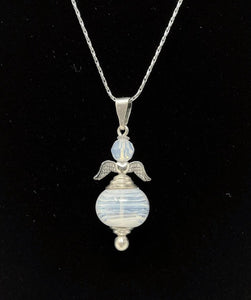Heavenly Angel Sterling Silver & Blown Glass Cremation Pendant