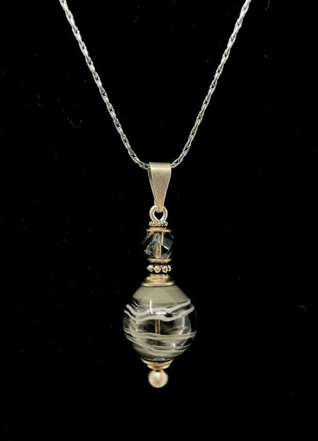 Mystic Sterling Silver & Blown Glass Cremation Pendant