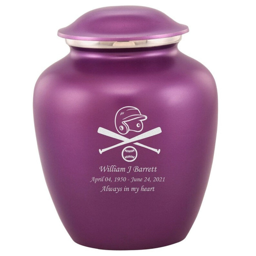 Grace Baseball Adult Cremation Urn in Purple, Grace Baseball Adult Custom Engraved Urns for Ashes in Purple, Embrace Baseball Adult Cremation Urn in Purple, Embrace Baseball Adult Urn for Ashes in Purple, Embrace Baseball Cremation Urn in Purple, Embrace Baseball Urn for Ashes in Purple, Grace Baseball Urn for Ashes in Purple, Grace Baseball Cremation Urn in Purple - Memorials4u