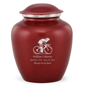 Grace Bicyclist Adult Cremation Urn in Red, Grace Bicyclist Adult Custom Engraved Urns for Ashes in Red, Embrace Bicyclist Adult Cremation Urn in Red, Embrace Bicyclist Adult Urn for Ashes in Red, Embrace Bicyclist Cremation Urn in Red, Embrace Bicyclist Urn for Ashes in Red, Grace Bicyclist Urn for Ashes in Red, Grace Bicyclist Cremation Urn in Red - Memorials4u