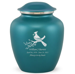 Grace Cardinal Adult Cremation Urn in Teal, Grace Cardinal Adult Custom Engraved Urns for Ashes in Teal, Embrace Cardinal Adult Cremation Urn in Teal, Embrace Cardinal Adult Urn for Ashes in Teal, Embrace Cardinal Cremation Urn in Teal, Embrace Cardinal Urn for Ashes in Teal, Grace Cardinal Urn for Ashes in Teal, Grace Cardinal Cremation Urn in Teal - Memorials4u