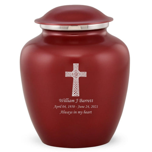Grace Celtic Cross Adult Cremation Urn in Red, Grace Celtic Cross Adult Custom Engraved Urns for Ashes in Red, Embrace Celtic Cross Adult Cremation Urn in Red, Embrace Celtic Cross Adult Urn for Ashes in Red, Embrace Celtic Cross Cremation Urn in Red, Embrace Celtic Cross Urn for Ashes in Red, Grace Celtic Cross Urn for Ashes in Red, Grace Celtic Cross Cremation Urn in Red - Memorials4u