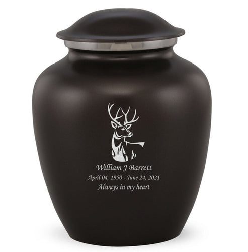 Grace Deer Adult Cremation Urn in Black, Grace Deer Adult Custom Engraved Urns for Ashes in Black, Embrace Deer Adult Cremation Urn in Black, Embrace Deer Adult Urn for Ashes in Black, Embrace Deer Cremation Urn in Black, Embrace Deer Urn for Ashes in Black, Grace Deer Urn for Ashes in Black, Grace Deer Cremation Urn in Black - Memorials4u