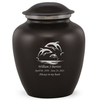 Grace Dolphin Adult Cremation Urn in Black, Grace Dolphin Adult Custom Engraved Urns for Ashes in Black, Embrace Dolphin Adult Cremation Urn in Black, Embrace Dolphin Adult Urn for Ashes in Black, Embrace Dolphin Cremation Urn in Black, Embrace Dolphin Urn for Ashes in Black, Grace Dolphin Urn for Ashes in Black, Grace Dolphin Cremation Urn in Black - Memorials4u