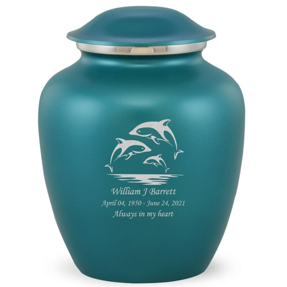 Grace Dolphin Adult Cremation Urn in Teal, Grace Dolphin Adult Custom Engraved Urns for Ashes in Teal, Embrace Dolphin Adult Cremation Urn in Teal, Embrace Dolphin Adult Urn for Ashes in Teal, Embrace Dolphin Cremation Urn in Teal, Embrace Dolphin Urn for Ashes in Teal, Grace Dolphin Urn for Ashes in Teal, Grace Dolphin Cremation Urn in Teal - Memorials4u