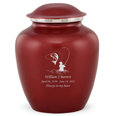 Grace Fishing Adult Cremation Urn in Red, Grace Fishing Adult Custom Engraved Urns for Ashes in Red, Embrace Fishing Adult Cremation Urn in Red, Embrace Fishing Adult Urn for Ashes in Red, Embrace Fishing Cremation Urn in Red, Embrace Fishing Urn for Ashes in Red, Grace Fishing Urn for Ashes in Red, Grace Fishing Cremation Urn in Red - Memorials4u