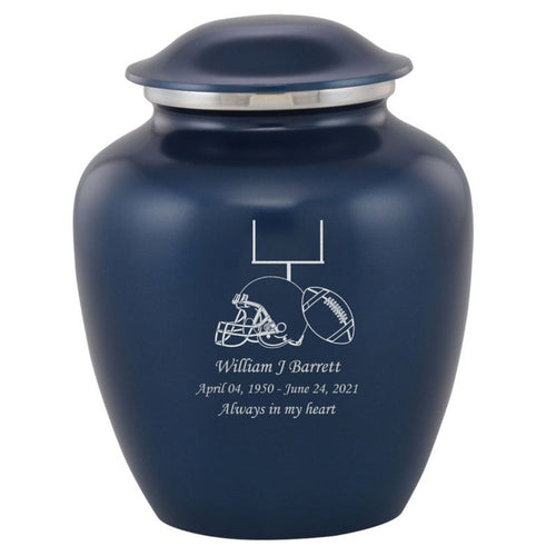 Grace Football Adult Cremation Urn in Blue, Grace Football Adult Custom Engraved Urns for Ashes in Blue, Embrace Football Adult Cremation Urn in Blue, Embrace Football Adult Urn for Ashes in Blue, Embrace Football Cremation Urn in Blue, Embrace Football Urn for Ashes in Blue, Grace Football Urn for Ashes in Blue, Grace Football Cremation Urn in Blue - Memorials4u