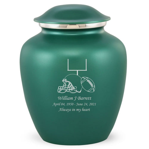 Grace Football Adult Cremation Urn in Green, Grace Football Adult Custom Engraved Urns for Ashes in Green, Embrace Football Adult Cremation Urn in Green, Embrace Football ishing Adult Urn for Ashes in Green, Embrace Football Cremation Urn in Green, Embrace Football Urn for Ashes in Green, Grace Football Urn for Ashes in Green, Grace Football Cremation Urn in Green - Memorials4u