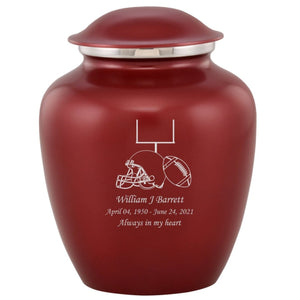 Grace Football Adult Cremation Urn in Red, Grace Football Adult Custom Engraved Urns for Ashes in Red, Embrace Football Adult Cremation Urn in Red, Embrace Football Adult Urn for Ashes in Red, Embrace Football Cremation Urn in Red, Embrace Football Urn for Ashes in Red, Grace Football Urn for Ashes in Red, Grace Football Cremation Urn in Red - Memorials4u