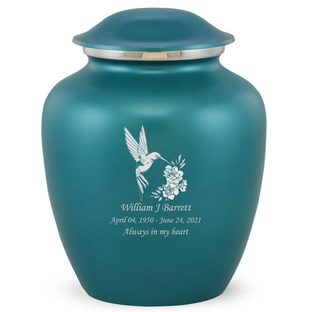 Grace Hummingbird Adult Cremation Urn in Teal, Grace Hummingbird Adult Custom Engraved Urns for Ashes in Teal, Embrace Hummingbird Adult Cremation Urn in Teal, Embrace Hummingbird Adult Urn for Ashes in Teal, Embrace Hummingbird Cremation Urn in Teal, Embrace Hummingbird Urn for Ashes in Teal, Grace Hummingbird Urn for Ashes in Teal, Grace Hummingbird Cremation Urn in Teal - Memorials4u