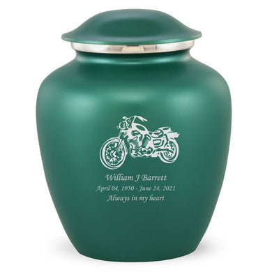 Grace Motorcycle Adult Cremation Urn in Green, Grace Motorcycle Adult Custom Engraved Urns for Ashes in Green, Embrace Motorcycle Adult Cremation Urn in Green, Embrace Motorcycle Adult Urn for Ashes in Green, Embrace Motorcycle Cremation Urn in Green, Embrace Motorcycle Urn for Ashes in Green, Grace Motorcycle Urn for Ashes in Green, Grace Motorcycle Cremation Urn in Green - Memorials4u