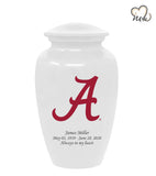 University of Alabama Crimson Tide College Cremation Urn - White w/ Red "A" - Memorials4u