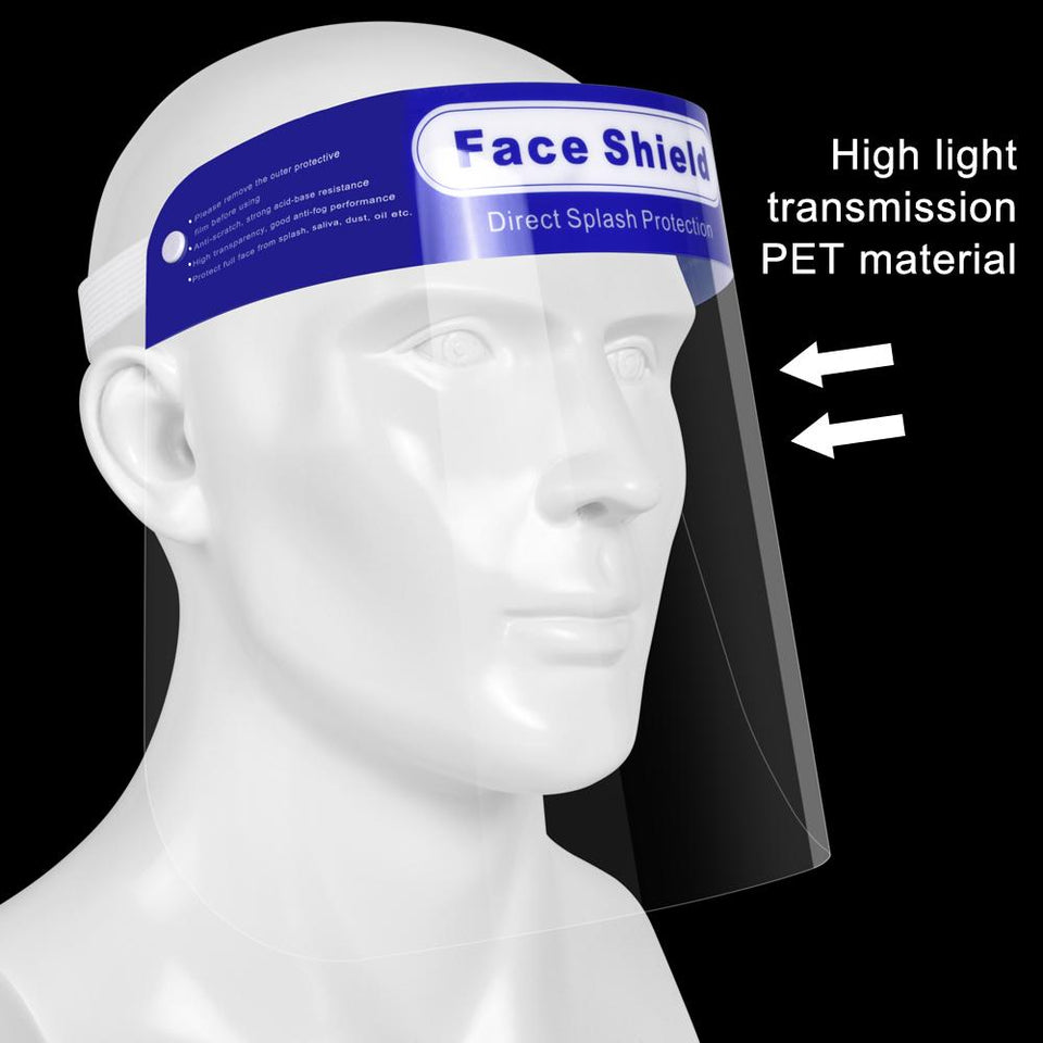 Face Shield-6 Pack, Full Face with Clear Film Elastic Band and Comfort Sponge Protective Face Shield, Reusable Transparent Safety Breathable Visor Anti Saliva Disposable Full Face Shield - Memorials4u