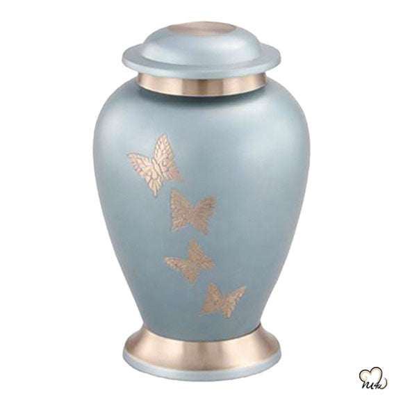 Sky Blue Butterfly Urn for Ashes - Butterfly Solid Metal Cremation Urn ...